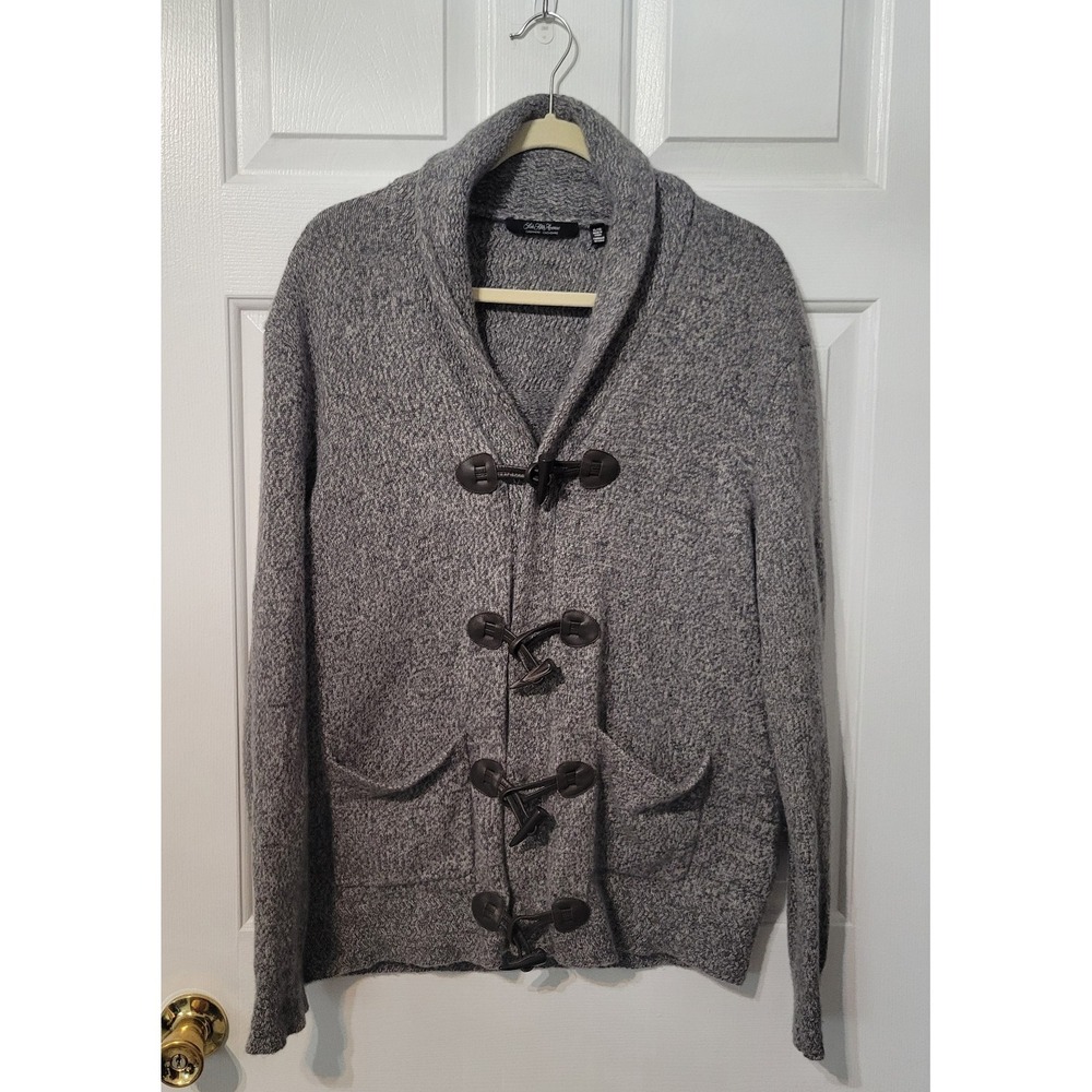 Saks Fifth Avenue 100% Cashmere Cardigan‎ XL Gray Toggle Shawl Collar Sweater